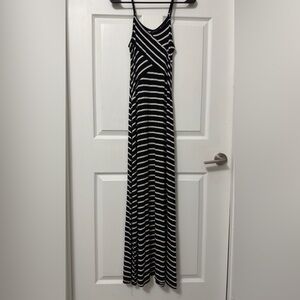 Massimo Black and White Striped Maxi Dress